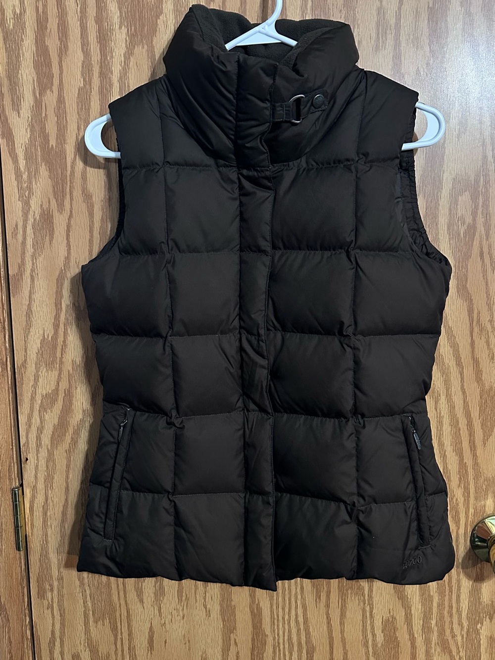 Women’s Eddie Bauer Brown Quilted 700 Down Filled Puffer Vest with Stand Collar